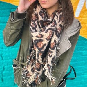 Altar'd State Leopard Print Scarf - Brown and Black